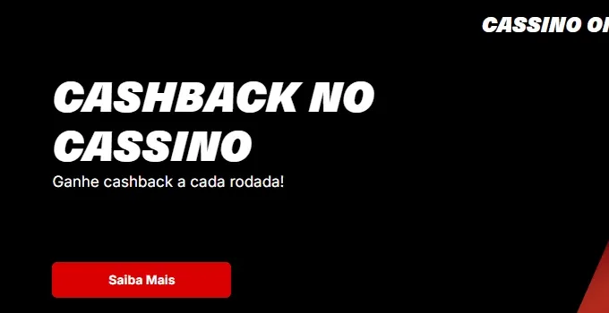 Abertura da antiga seção Cassino Online da KTO com o título Cashback no Cassino